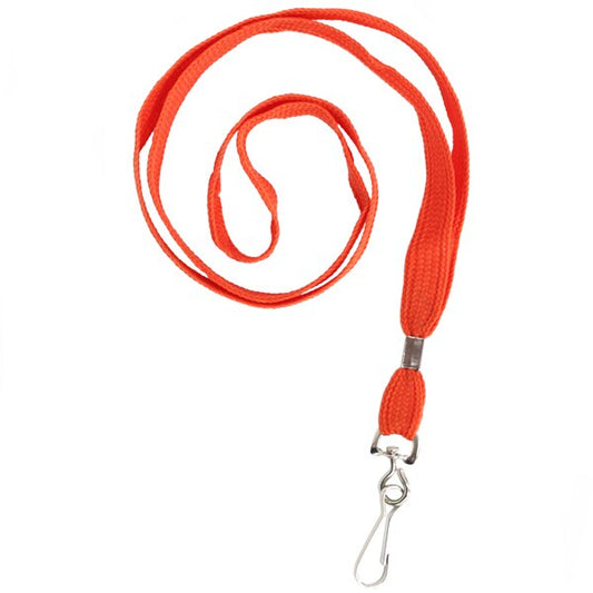 Orange Lanyards, Fabric with Metal Clip, 19 inch, set of 12