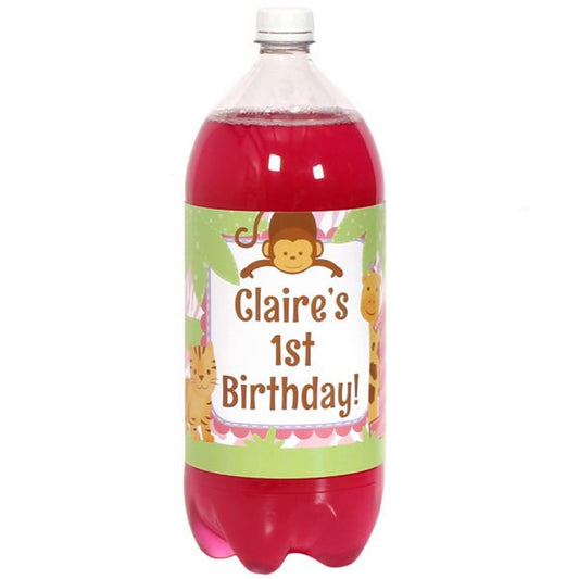 Birthday Direct's Safari 1st Birthday Pink Custom Bottle Labels