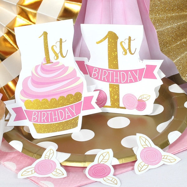 Birthday Direct's Pink and Gold 1st Birthday DIY Table Decoration