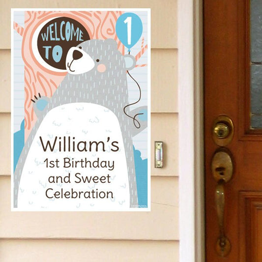 Birthday Direct's Bear 1st Birthday Custom Door Greeter
