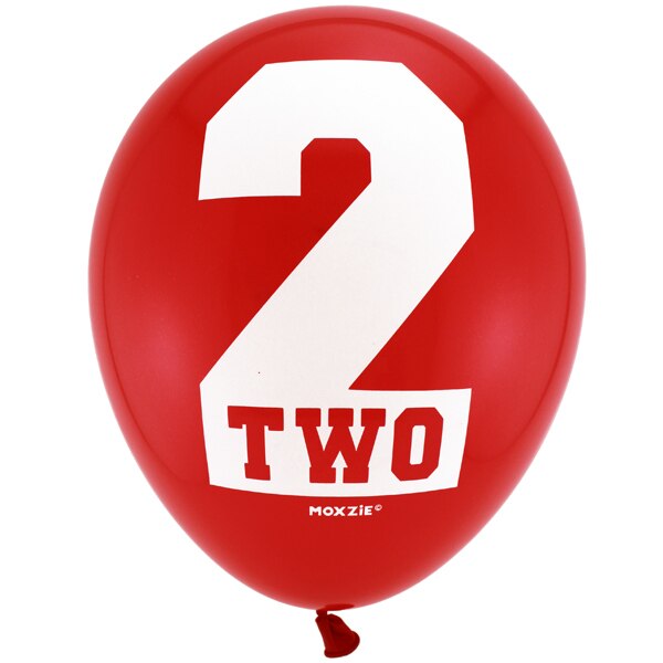 Red Number 2 Printed Latex Balloons, 12 inch, 8 count