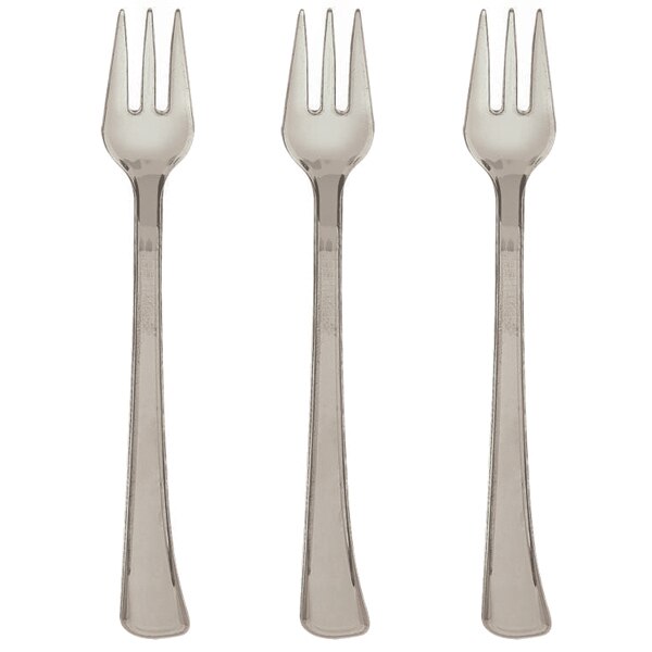 Silver Mini Cocktail Forks, Plastic, 4 inch, set of 20