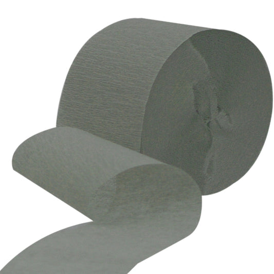 Streamer Roll, Silver Crepe Paper, 81 feet, each