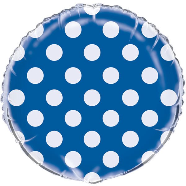 Royal Blue with White Dot Foil Balloon, 18 inch, each