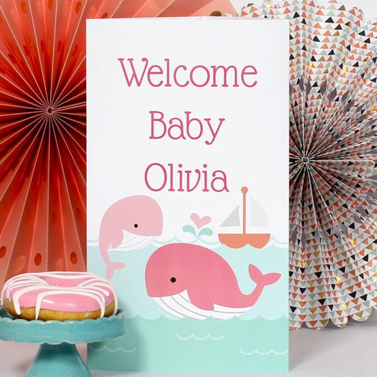 Birthday Direct's Little Whale Baby Shower Pink Custom Centerpiece