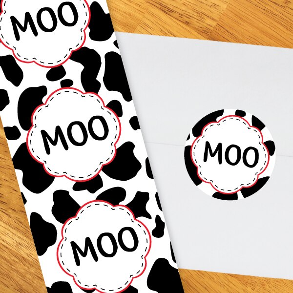 Little Cow Moo Party Circle, Editable Digital Template by Birthday ...