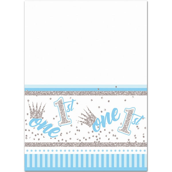 Blue Glitter 1st Birthday Table Cover, 54 x 108 inch