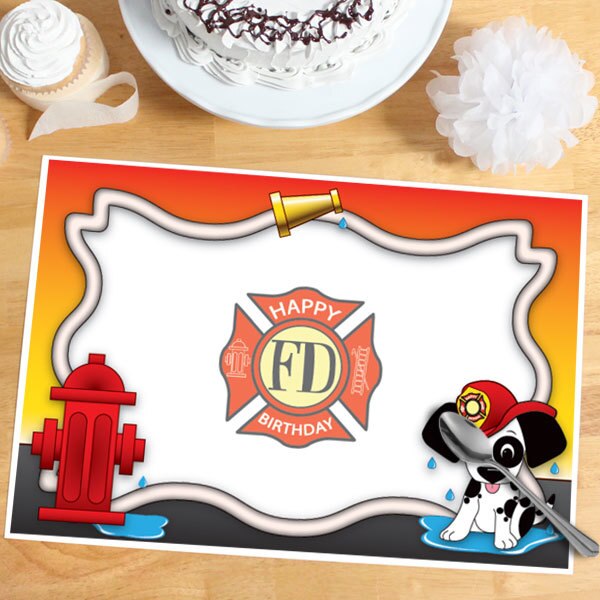 Firefighter Puppy Birthday Placemat, 8.5x11 Printable PDF Digital Download by Birthday Direct