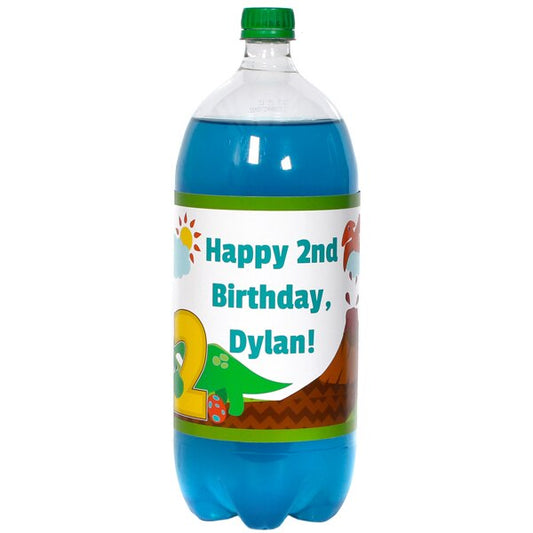 Birthday Direct's Little Dinosaur 2nd Birthday Custom Bottle Labels