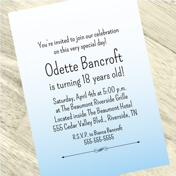 Birthday Direct's Ombre Party Custom Invitations