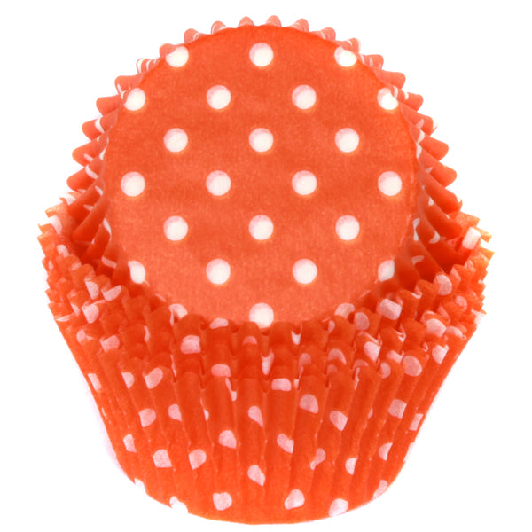 Cupcake Standard Size Greaseproof Paper Baking Cup Orange Polka Dot Cupcake Liners, set of 16