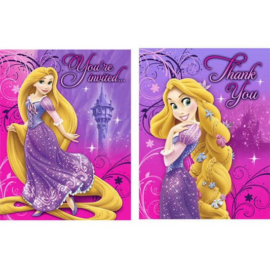 Disney Princess Rapunzel Tangled Invitations and Thank You Notes, 4 x 5 in, 8 ct