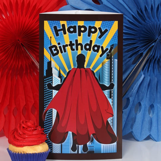 Birthday Direct's Crimson Cape Birthday Tall Centerpiece
