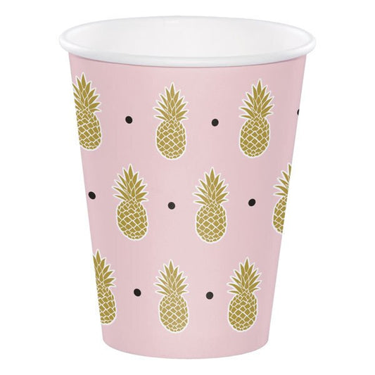 Pineapple and Palm Tree Cups, 12 oz, 8 ct