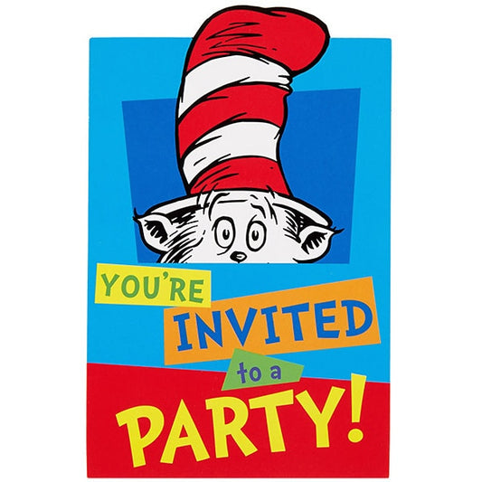 Dr. Seuss Invitations, Fill In with Envelopes, 6.25 x 4.25 in, 8 ct