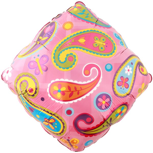 Pink Paisley Foil Balloon, 18 inch, each