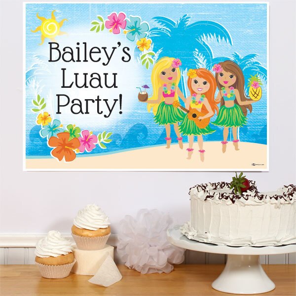 Birthday Direct's Hawaiian Hula Girl Party Custom Sign