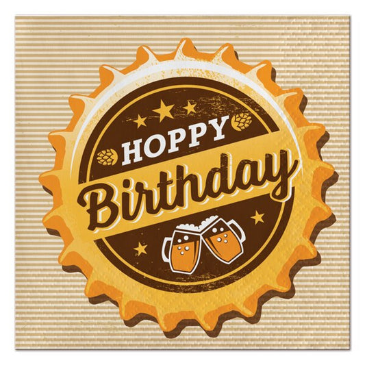 Beer Birthday Beverage Napkins, 5 inch fold, set of 16