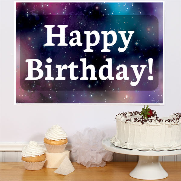 Galaxy Birthday Sign, 8.5x11 Printable PDF Digital Download by Birthday Direct