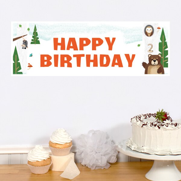 Wild Woodland 2nd Birthday Tiny Banner, 8.5x11 Printable PDF Digital Download by Birthday Direct