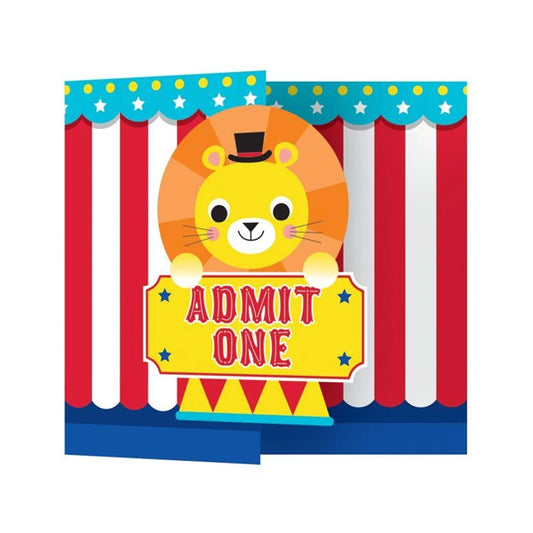 Big Top Circus Party Tri-Fold Invitations, 4 x 5 inch, 8 count