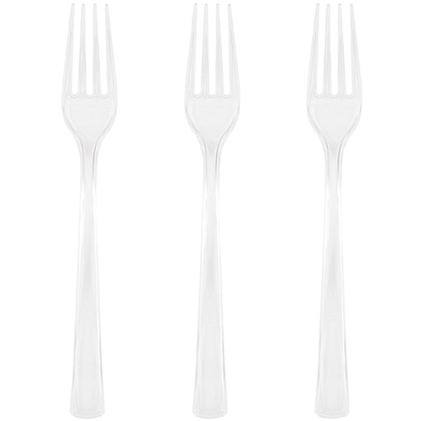 Clear Forks Reusable Plastic, 6 inch, set of 18
