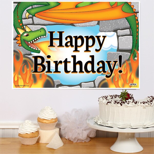 Dragon Castle Birthday Sign, 8.5x11 Printable PDF Digital Download by Birthday Direct