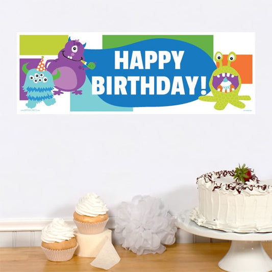 Little Monsters Birthday Tiny Banner, 8.5x11 Printable PDF Digital Download by Birthday Direct