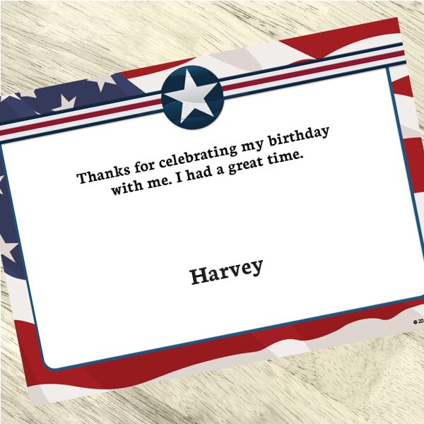 Birthday Direct's Patriotic Stars and Stripes Party Custom Thank You
