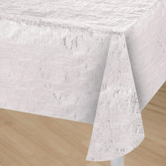 Opalescent White Table Cover, 54 x 108 inch