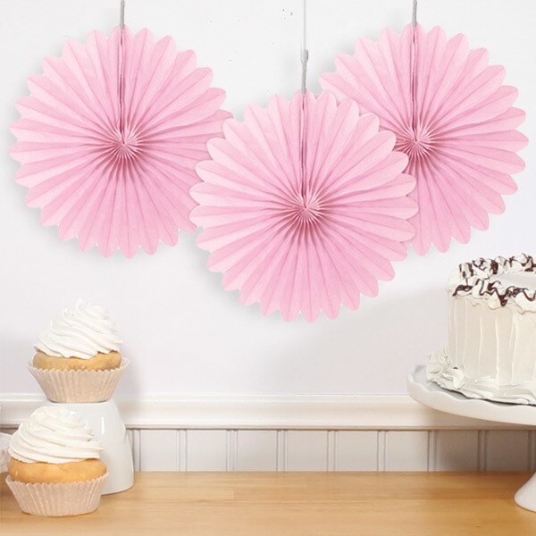 Tissue Fans Lovely Pink, 6 inch, 2 sets of 3