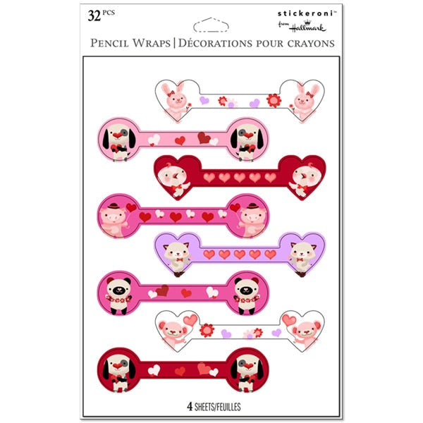 Valentines Day Pencil Wraps 4 sheets