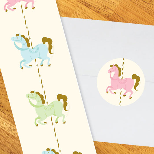Birthday Direct's Carousel Horse Party Circle Stickers