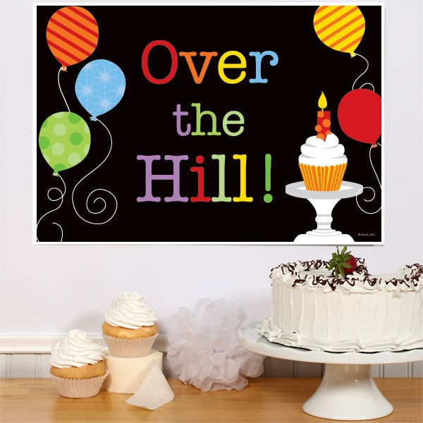 Over the Hill Party Sign, 8.5x11 Printable PDF Digital Download by Birthday Direct