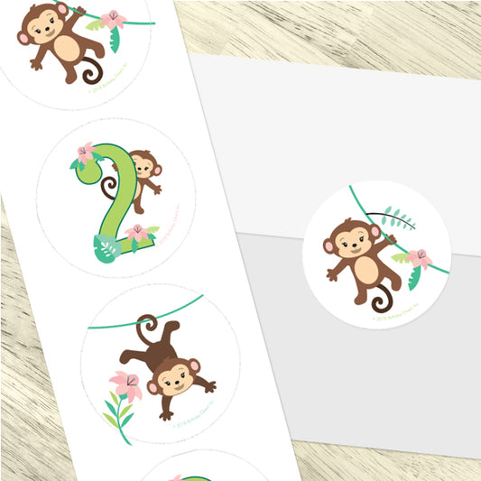 Birthday Direct's Little Monkey 2nd Birthday Circle Stickers