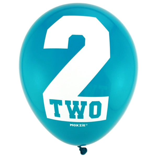 Blue Number 2 Printed Latex Balloons, 12 inch, 8 count