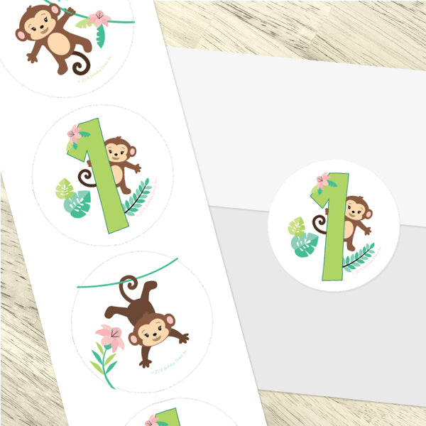 Birthday Direct's Little Monkey 1st Birthday Circle Stickers
