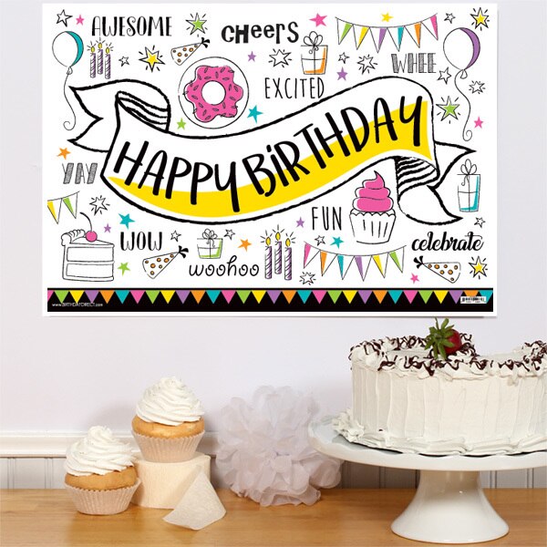 Doodle Birthday Sign, 8.5x11 Printable PDF Digital Download by Birthday Direct
