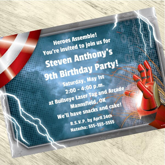Birthday Direct's Super Battle Hero Party Custom Invitations