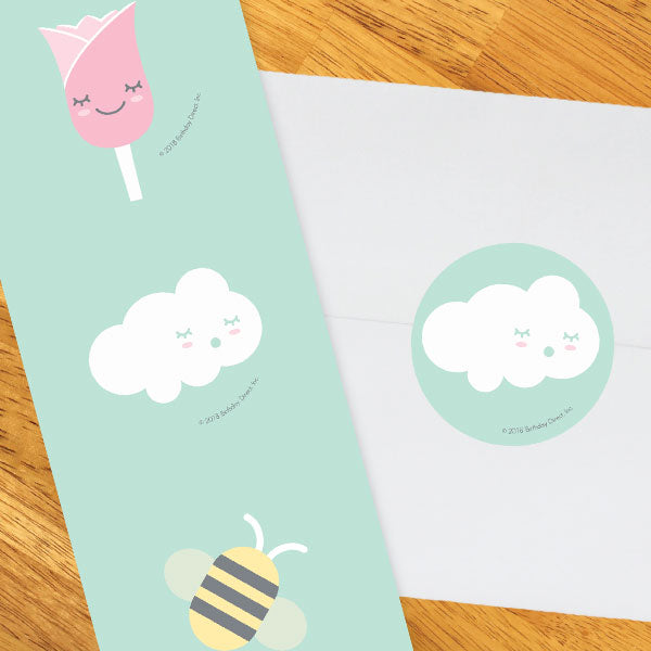 Birthday Direct's Sunshine Clouds Baby Shower Circle Stickers