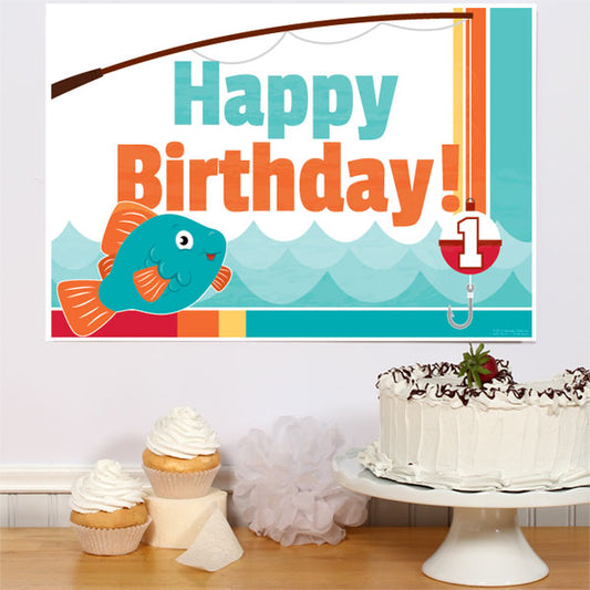 Little Fish 1st Birthday Sign, 8.5x11 Printable PDF Digital Download by Birthday Direct