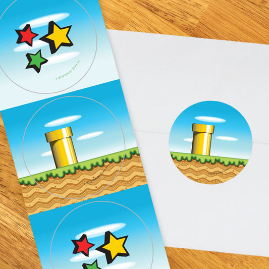 Birthday Direct's Power Up Party Circle Stickers