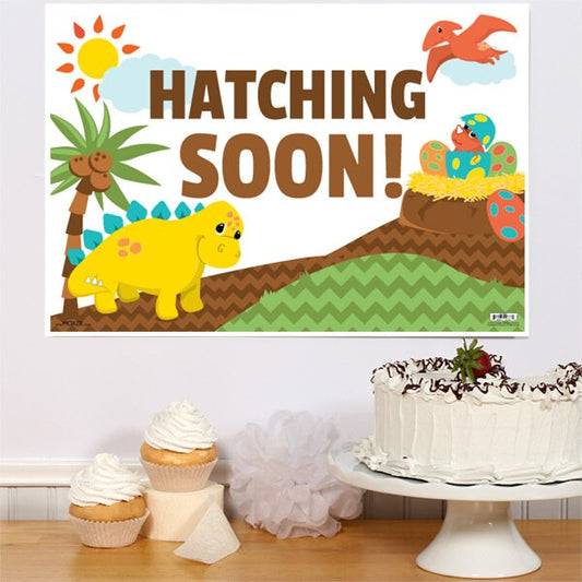 Little Dinosaur Baby Shower Sign, 8.5x11 Printable PDF Digital Download by Birthday Direct
