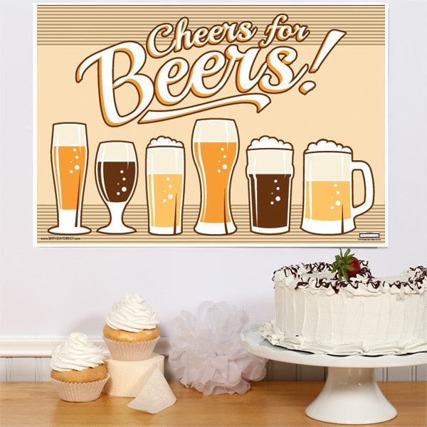 Beer Party Sign, 8.5x11 Printable PDF Digital Download by Birthday Direct