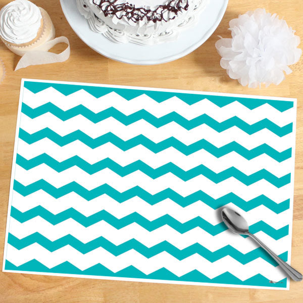 Polka Dot and Stripe Teal Party Placemat, 8.5x11 Printable PDF Digital Download by Birthday Direct