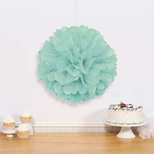 Mint Puff Ball Tissue Decoration, 16 inch