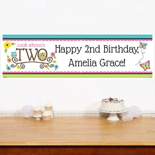 Birthday Direct's Little Owl 2nd Birthday Custom Banner