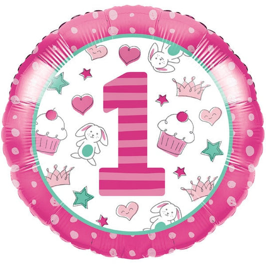 Doodle 1st Birthday Pink Foil Balloon, 18 inch, each