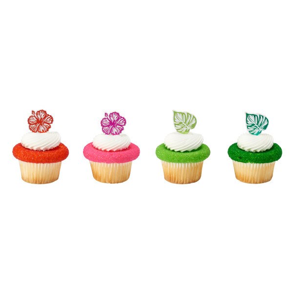 Tropical Floral Cupcake and Food Picks, decor, set of 24