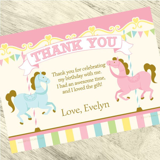 Birthday Direct's Carousel Horse Party Custom Thank You